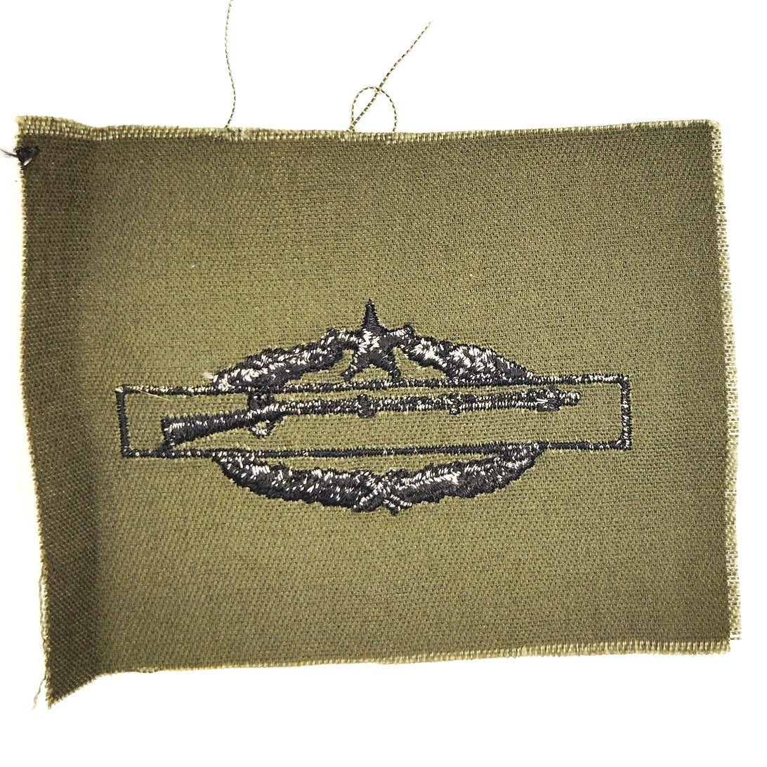 Vintage US Army Combat Infantry Badge Second Award Subdued Black on ODG Patch