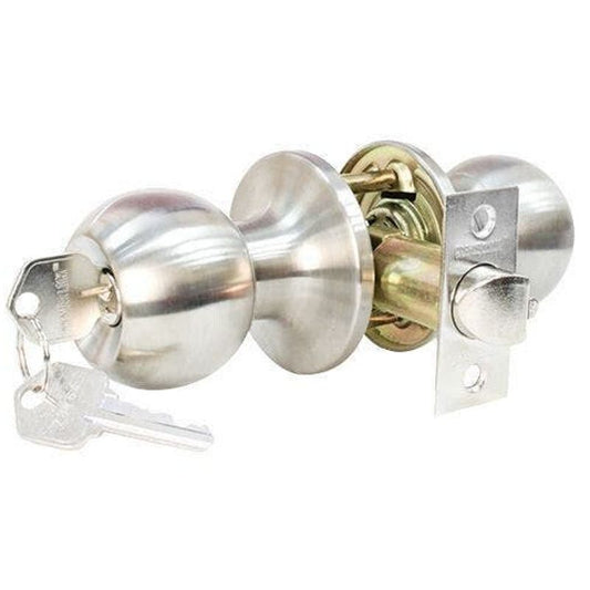 Premier Lock Stainless Steel Entry Door Knob with 2 KW1 Keys, NIB