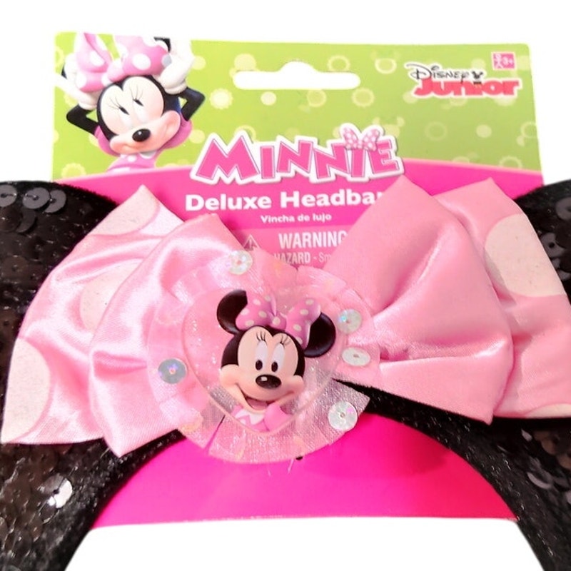 Amscan Kids Girls Sequin Minnie Mouse Ears, Deluxe Headband, Black