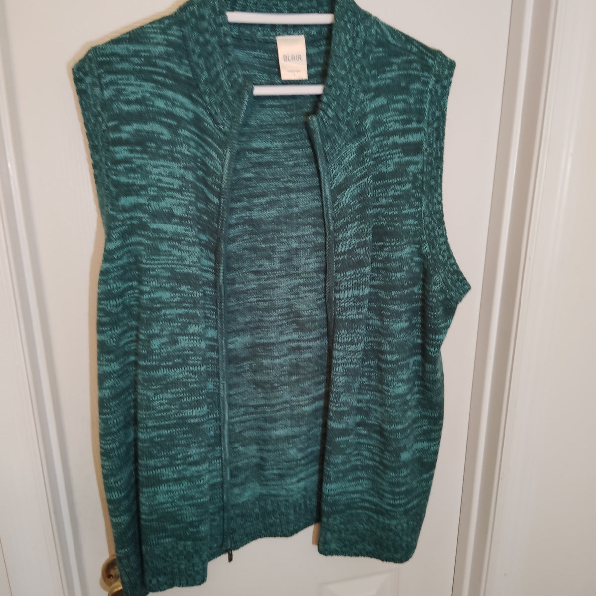 Blair Forest Green Top & Teal Space Dye Vest Set Women’s Large Excellent Estate
