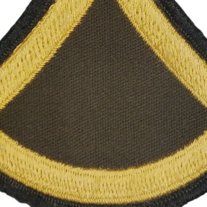 Vintage US Army PFC E‑3 Rank Patch Gold on Black Sew‑On 3‑3/8" × 3" Single Unit
