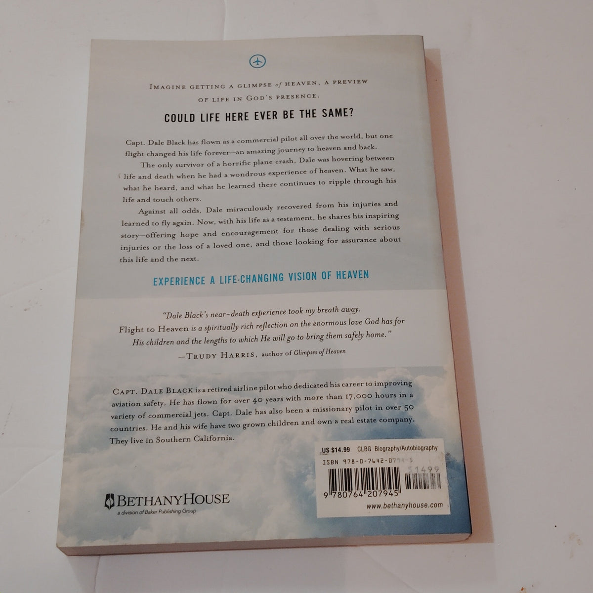 Flight to Heaven Dale Black PB 2010 Bethany House Christian Testimony Book