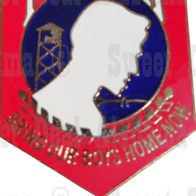 POW/MIA Banner Flag- Hat, Lapel or Tie Pin 1"H x 3/4"W "Bring our Boys Home Now"