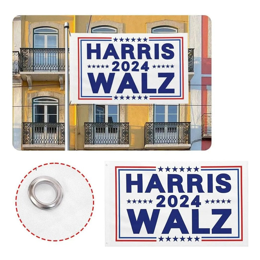 Collectible Kamala Harris 2024 Walz Campaign Flag 3x5 Ft Politics w/ Grommets