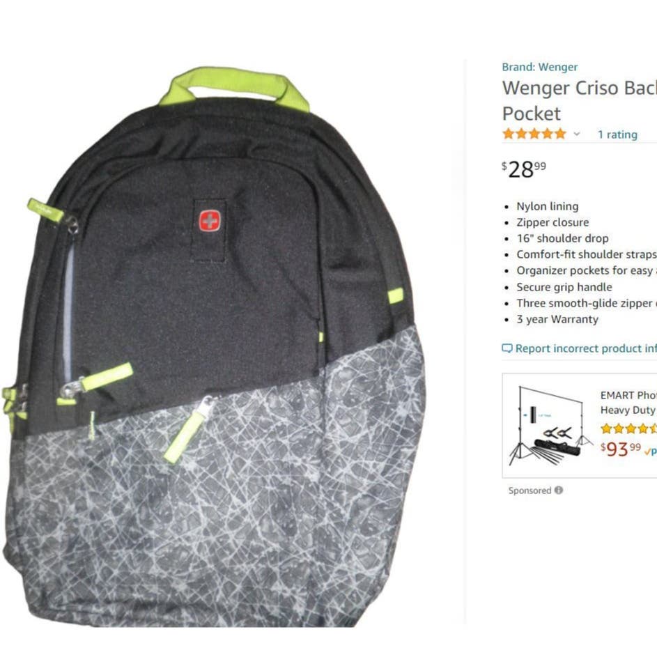 Wenger Criso - Laptop carrying backpack - 16-in. - Black, Ice Gray - Free Shipping