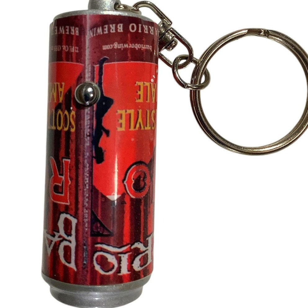 Barrio Rojo Scottish Style Amber Ale Key Chain w/ Laser Light – Can Shape, EUC