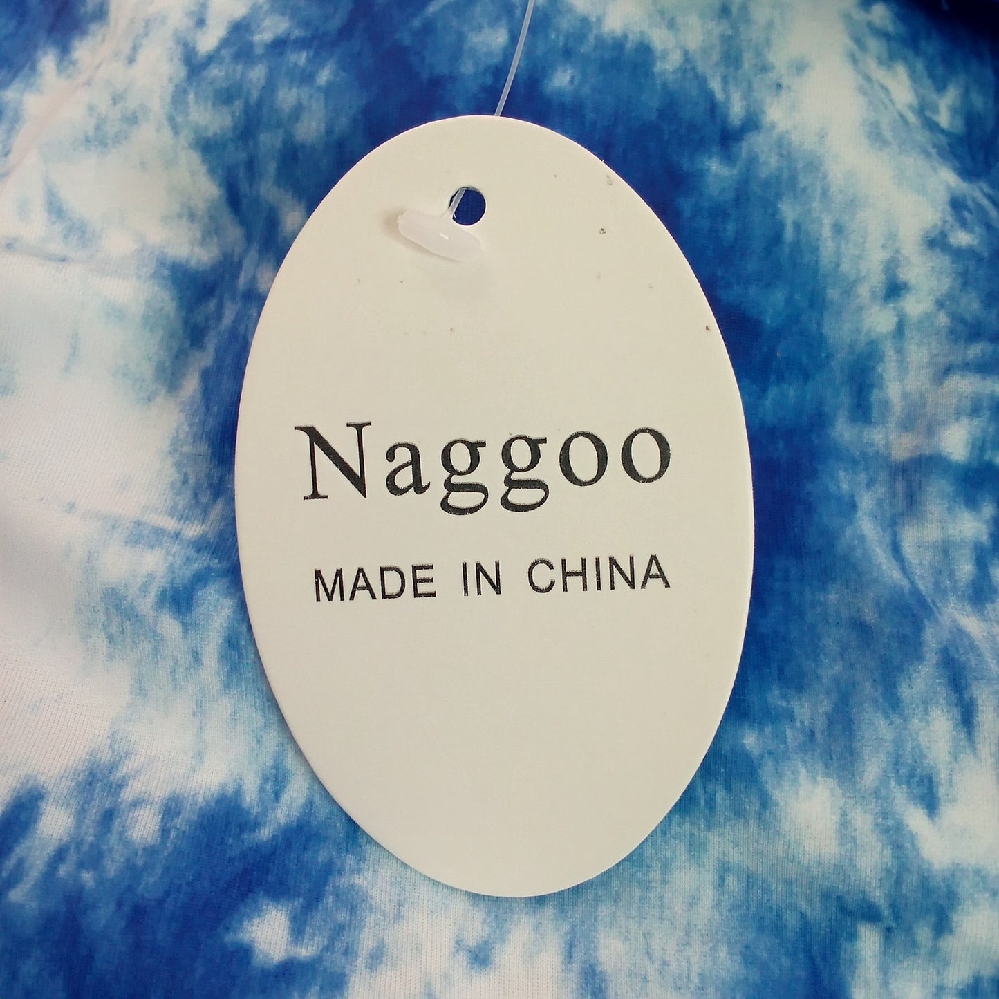 Naggoo Blue White Tie Dye High Neck Halter Bikini Top Women’s Small (US 4)