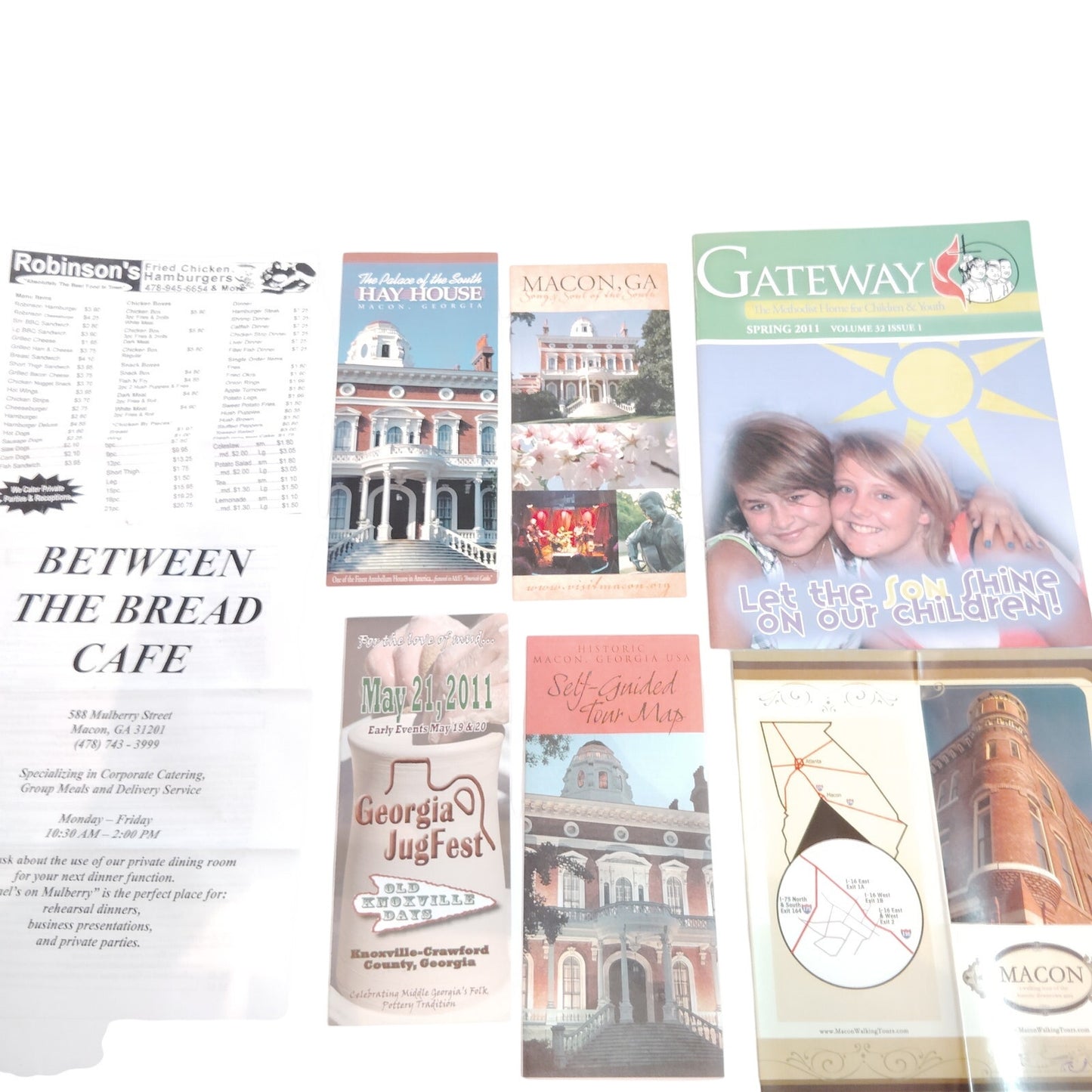 Macon & Jeffersonville, GA Travel Ephemera Lot - 2011 - Various Paper Types