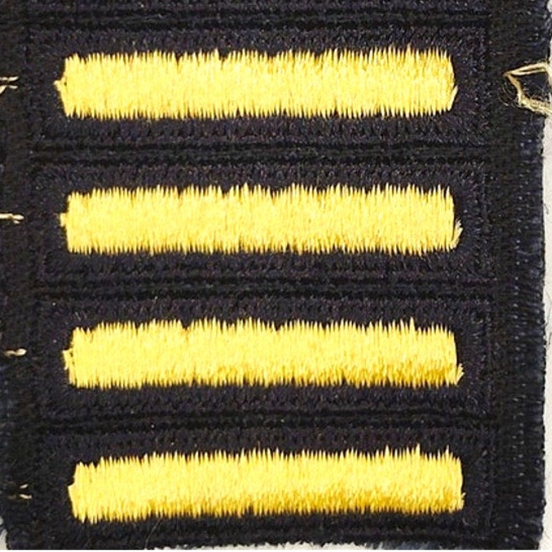 US Army Overseas Service Bar 6‑Bar (3 Yr) Gold on Blue OSB Patch 2‑1/2" × 1‑3/4"