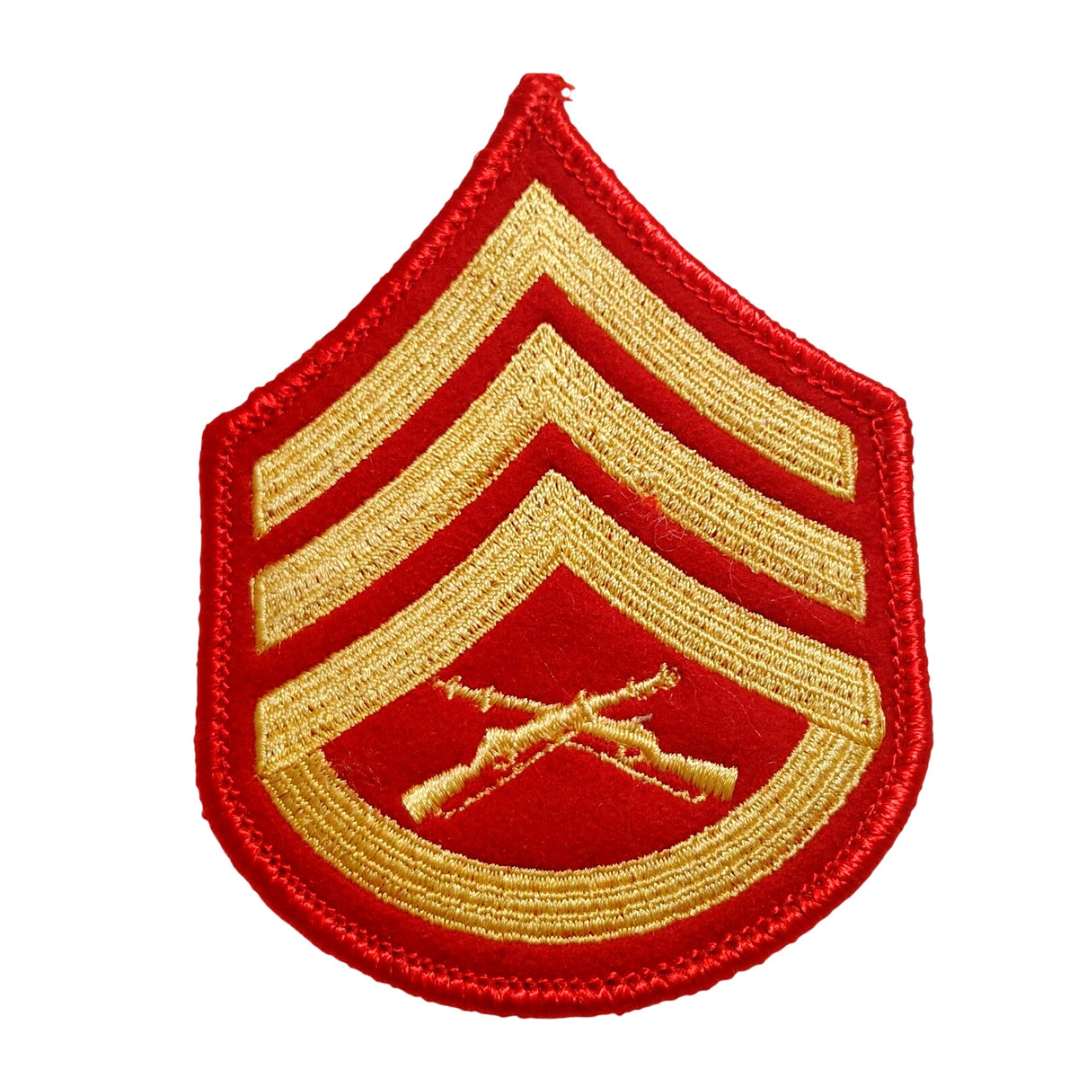 Sergeant Red USMC Staff Sergeant E‑6 Chevrons – Gold on Red – Female – 3‑3/4