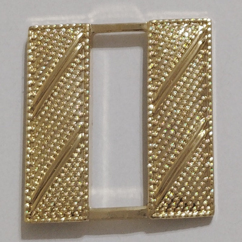 Gold‑Tone Captain Corrugated Rank Bars Set – Collar Device Pin Set – 1‑1/8" × 1"