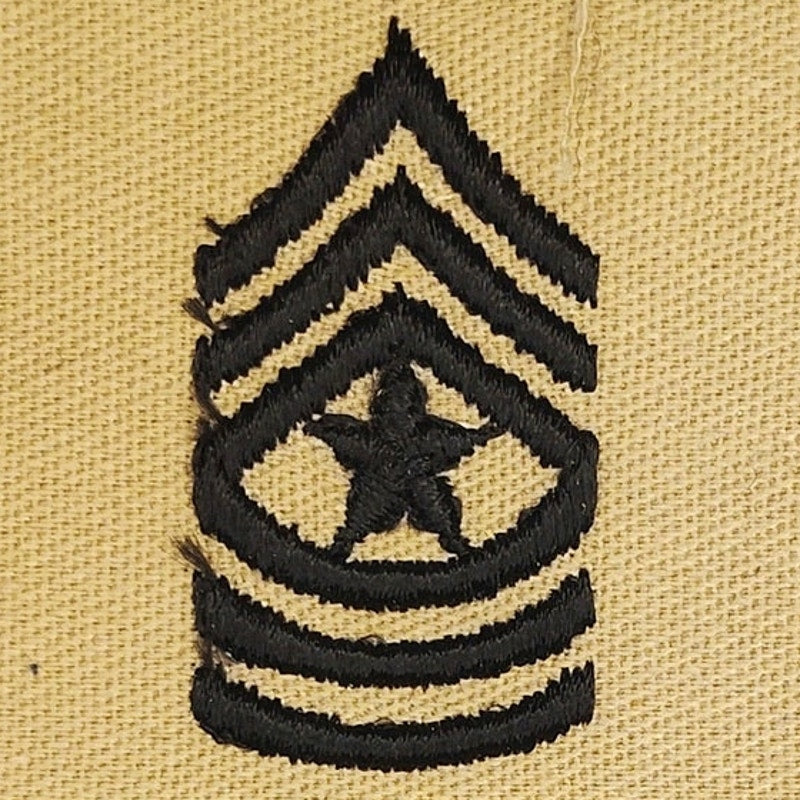 US Army Sergeant Major SGM E‑9 Rank Patch Pair Desert Tan 5‑1/2" × 2" NOS