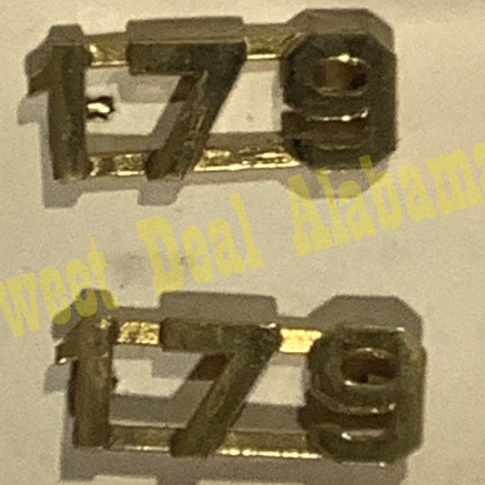 Early/Mid 1900s Brass C-Clasp "179" Collar Device 3/8"H Hat / Lapel Pins Set