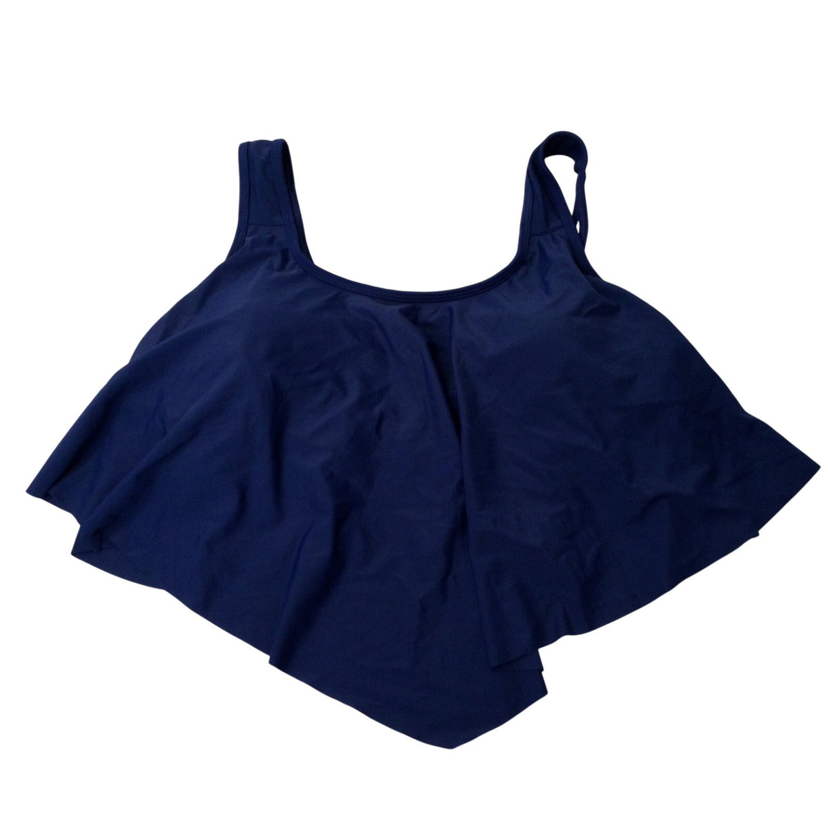 Navy Blue Ruffle Tankini Top Size XL Scoop Neck Tiered Ruffle Swim Top