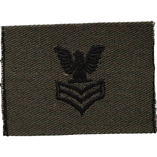 Vintage USN Petty Officer 1st Class E-6 Sew-On Cap Device Emblem OD Green Tactical Patch