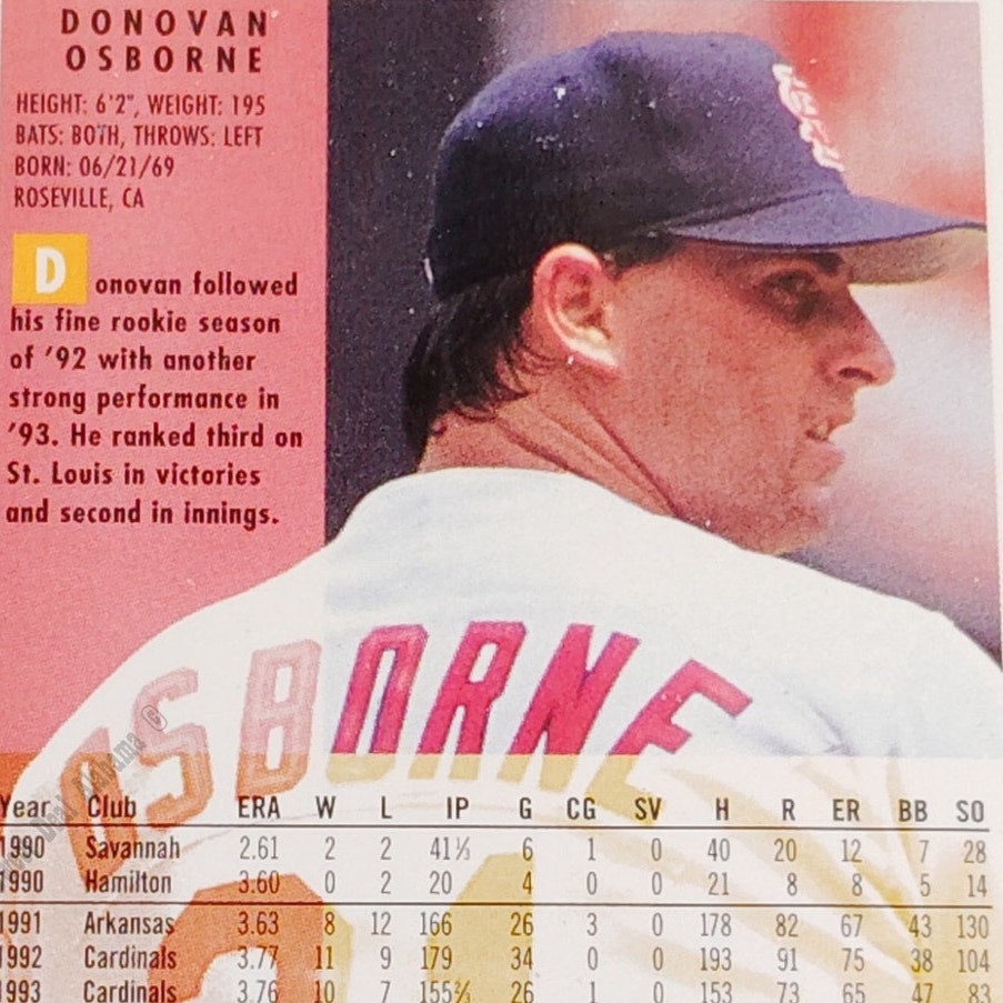 Donovan Osborne, St. Louis Cardinals, #640, 1994 Fleer Baseball Collector's Card