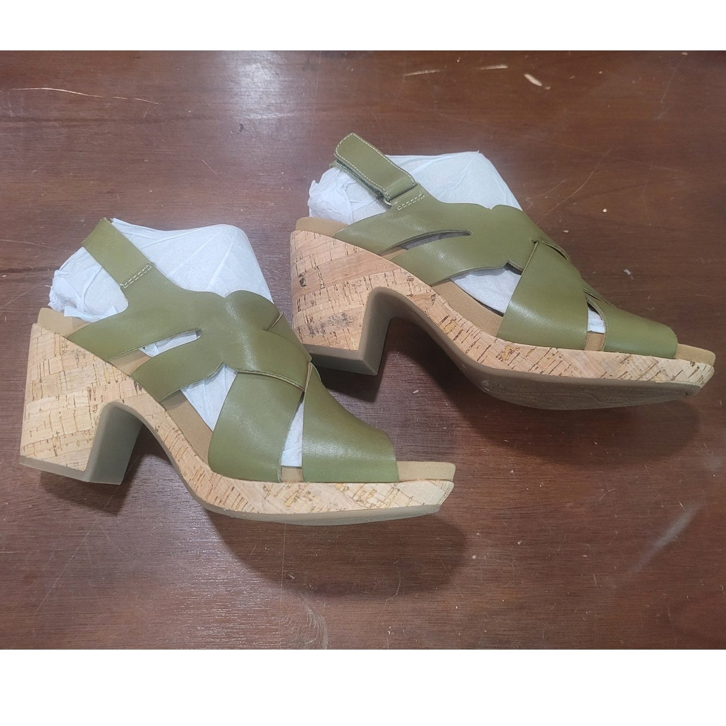 Cobb Hill Alleah Sling Sandal – Avocado, Women’s 8W, Hook & Loop, CJ0944