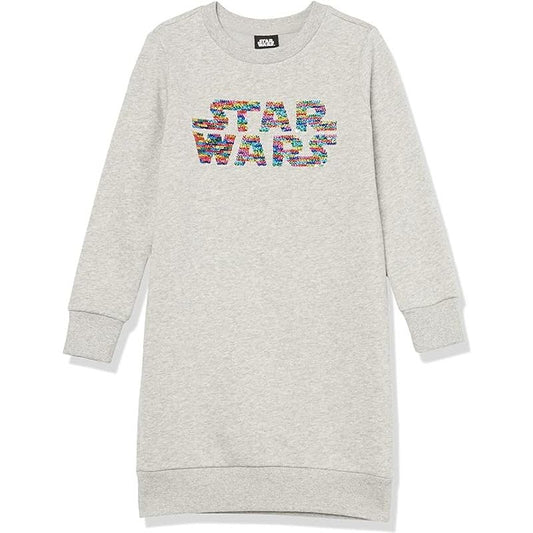 Spotted Zebra, Star Wars Sequined Front Logo, French Terry L/S Shirt Dress, S