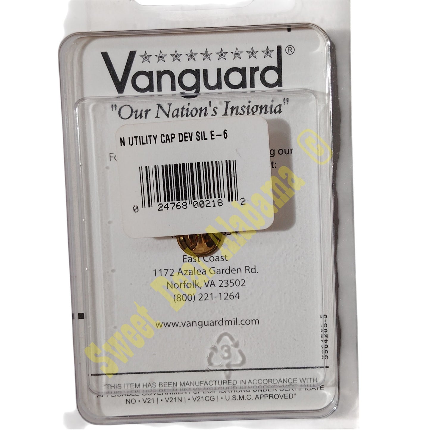 Vanguard Navy Cap Device Pin: E6 Petty Officer 1st Class, 1-3/4"H x 1-1/2"W