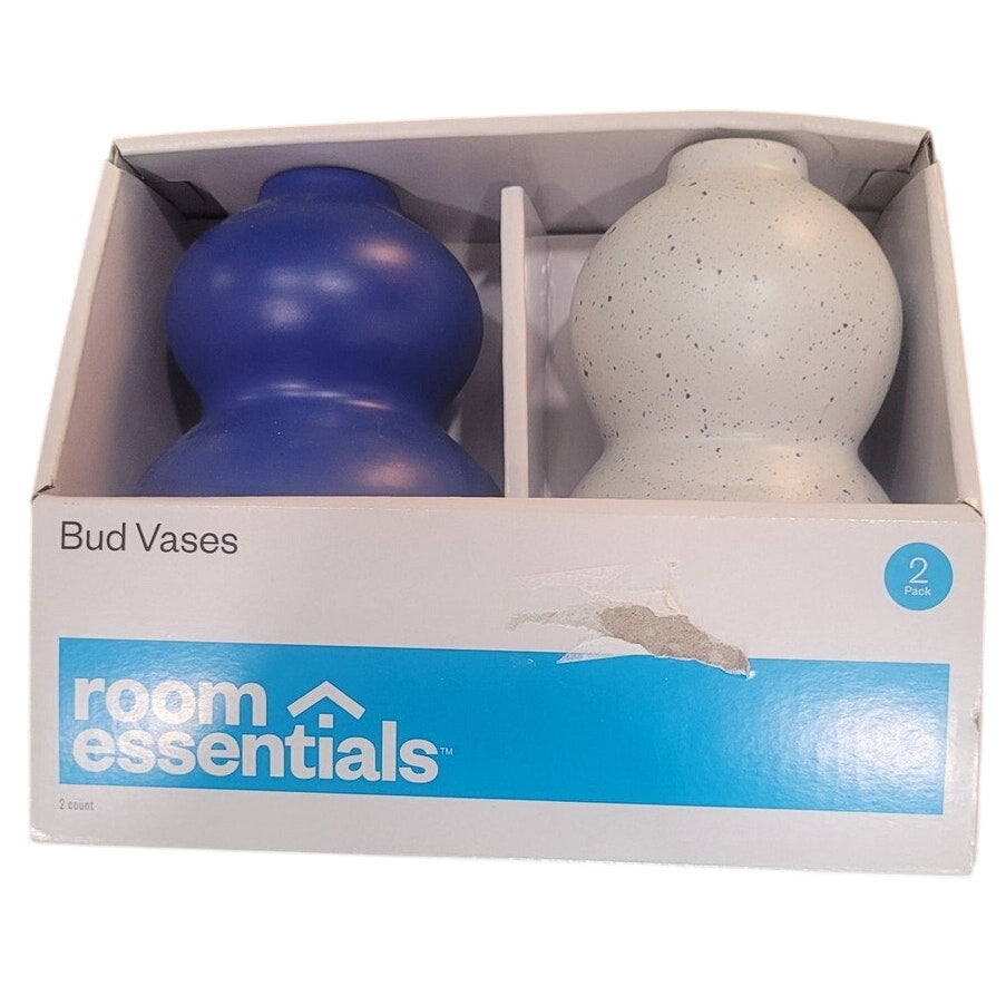 2pk Bud Vase – Cobalt – Room Essentials – Ceramic – Gourd Shape – Watertight