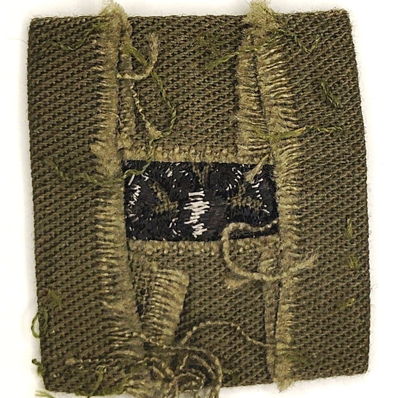 US Army MI Officer Patch Subdued ODG 1‑1/2" × 1‑1/4" BDU Cap Device TE Vintage