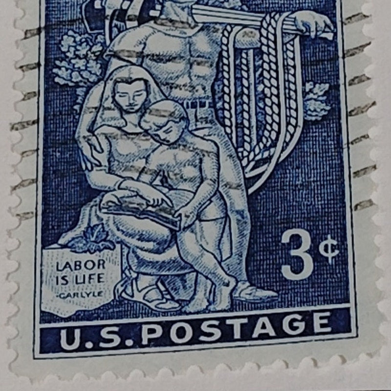 1956 3¢ Labor Day Stamp – “Labor Builds a Nation” – Scott #1082 – Camden Issue