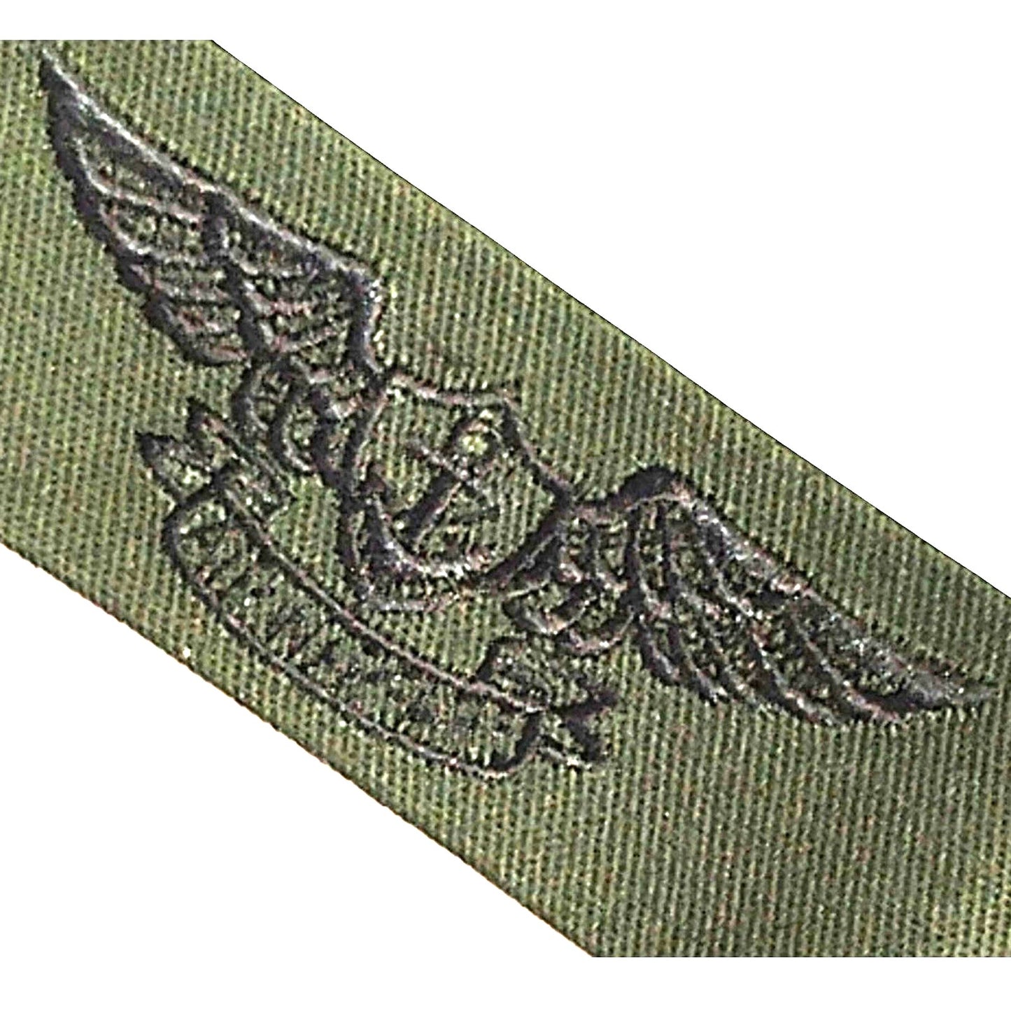 US Navy Air Warfare Subdued Tape Black on ODGE – 8" × 1‑1/4" Folded Twill