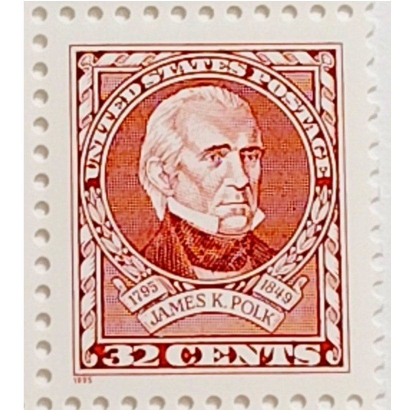 Block of 10 – 1995 USA 32¢ James K. Polk MNH Scott 3004 – Vertical Block