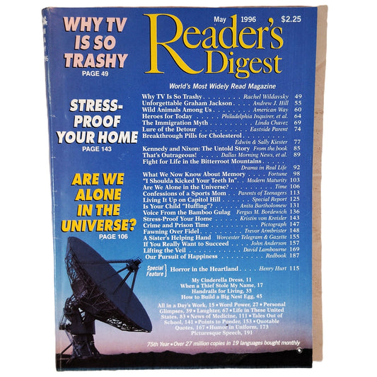 Vintage Reader's Digest May 1996 Magazine Why TV Is So Trashy Are We Alone
