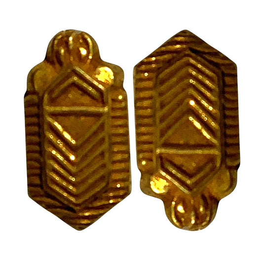 1 Pair Brass Military Emblems 1/2" x 1/4", Use U/K, Flat Backs, Detailed Fronts