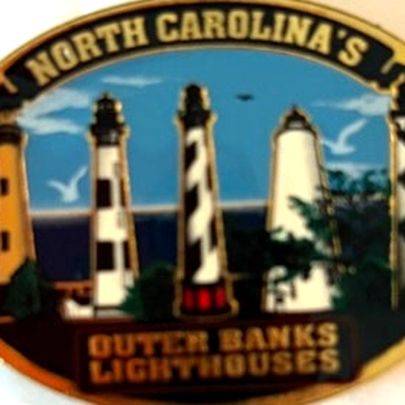 Outer Banks NC Lighthouses Metal Enamel Cloisonne Magnet Currituck Hatteras