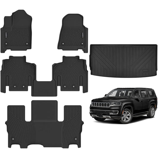 Floor Mats for Jeep Wagoneer 7-Seater (2022–2025) – All-Weather Liners + Cargo Mat Behind 3rd Row
