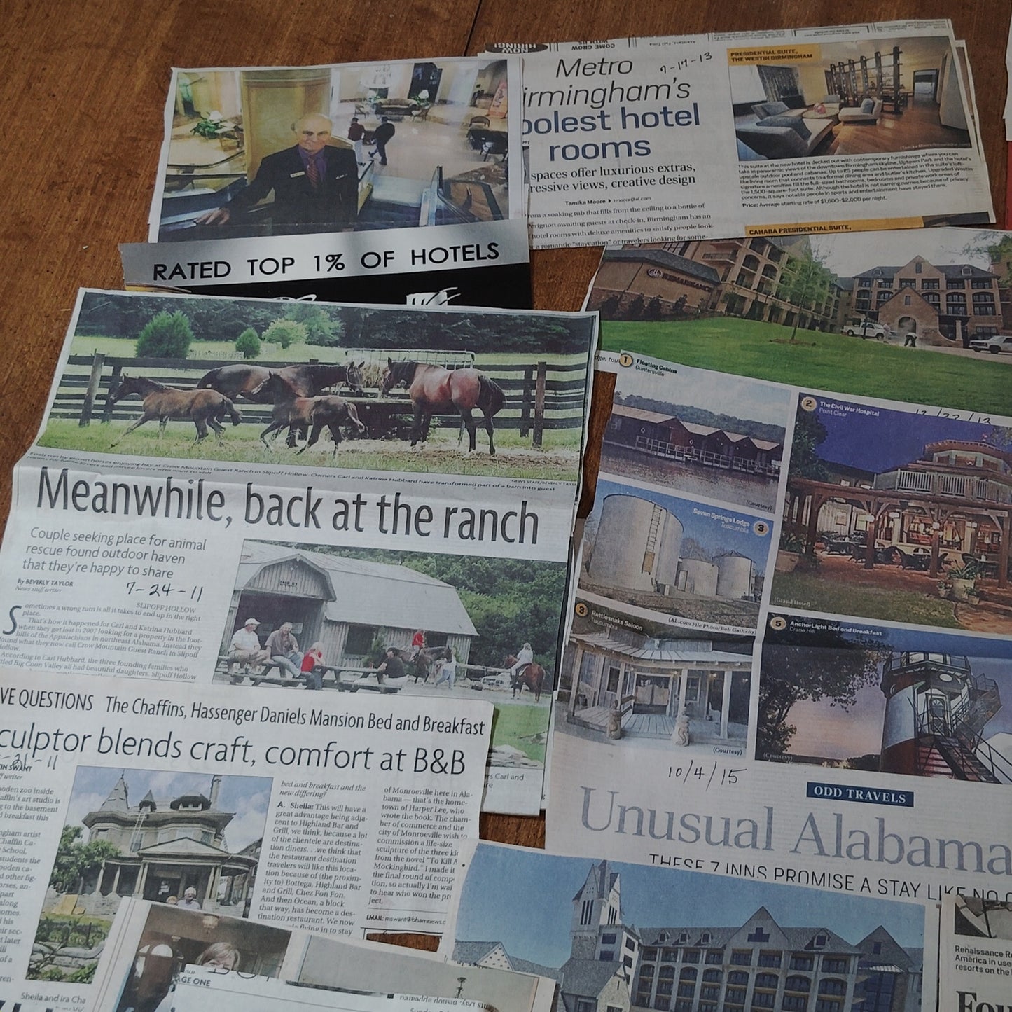 Vintage Alabama Hotels Travel Ephemera Collection - Newspaper Clippings & Ads