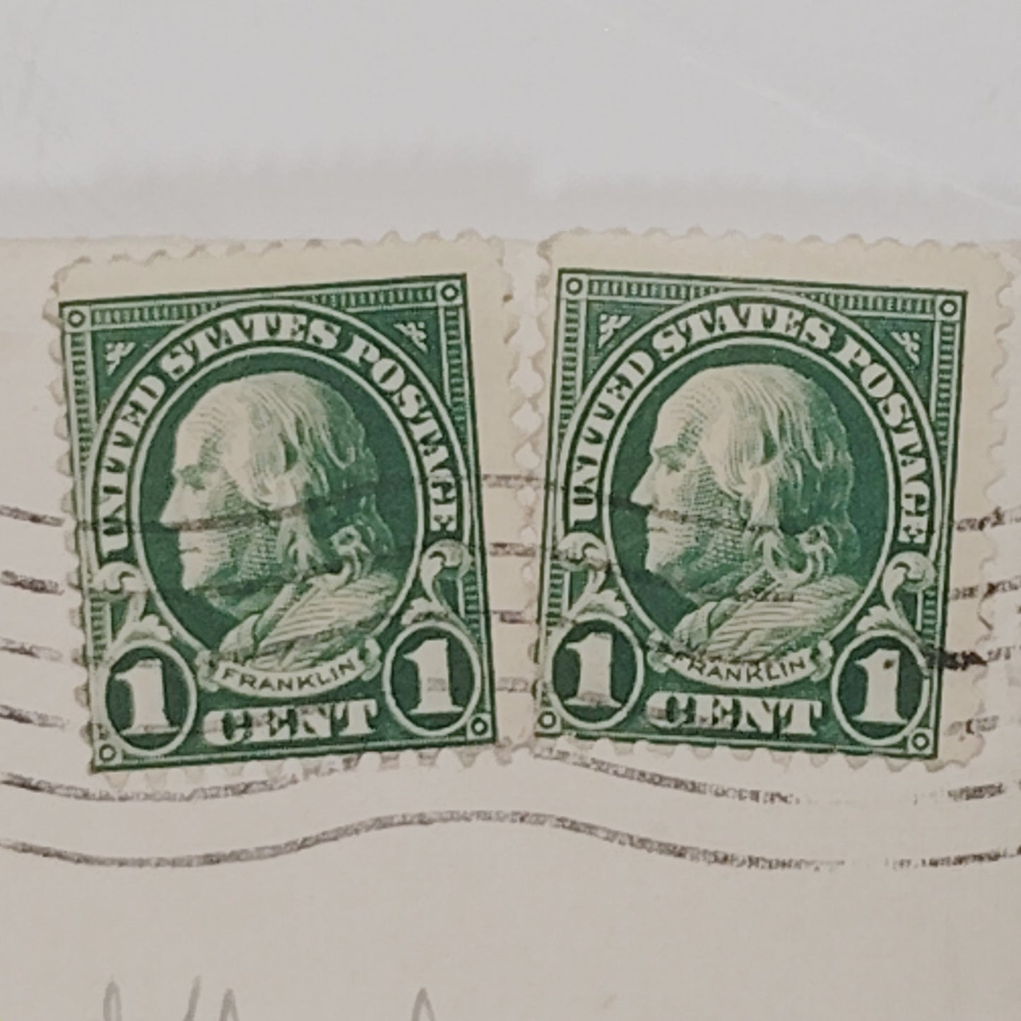 1925 Franklin 1¢ Stamps Lot of 2 Used w/ Oxford OH Postmark w/ Envelope & Letter