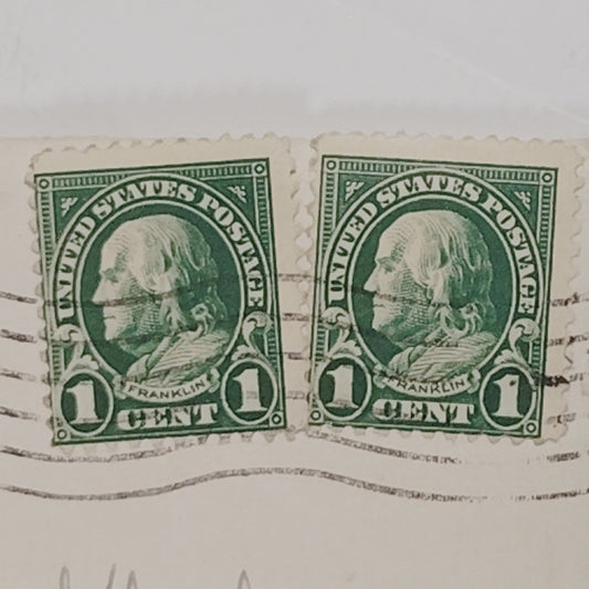 1925 Franklin 1¢ Stamps Lot of 2 Used w/ Oxford OH Postmark w/ Envelope & Letter