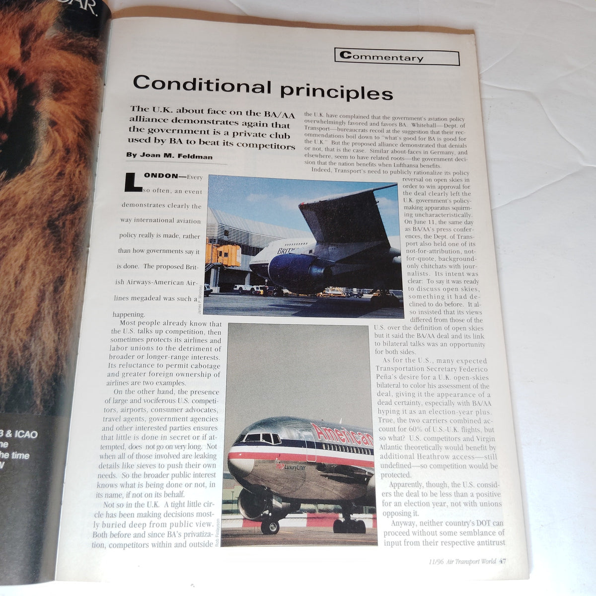 Air Transport World Magazine November 1996 - IFE Problems Plague Airlines