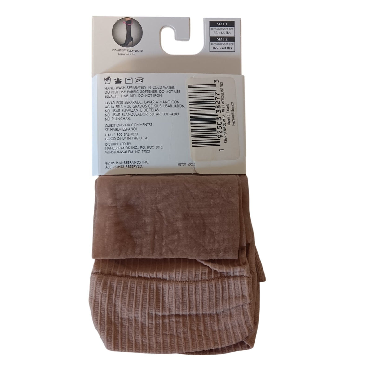 Hanes Perfect X-Temp Sheer Knee High Socks 2-Pack Size 1 Nude HST011