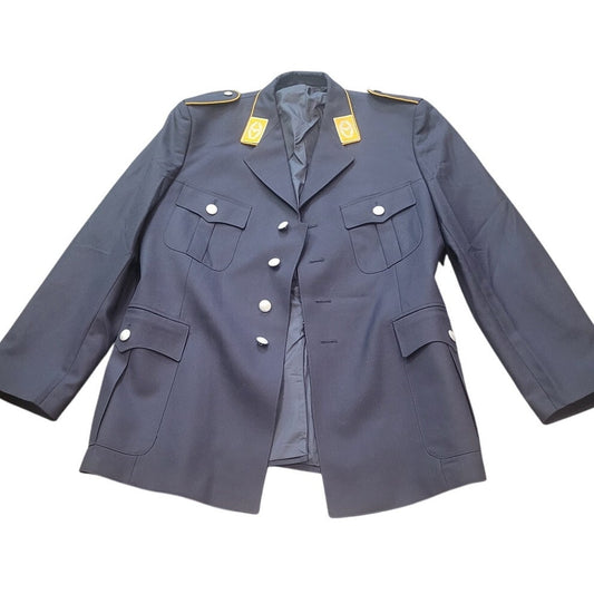 Vintage German Air Force Dress Jacket – Size 42, Dark Blue Wool, Gold Epaulettes, Cold War Era