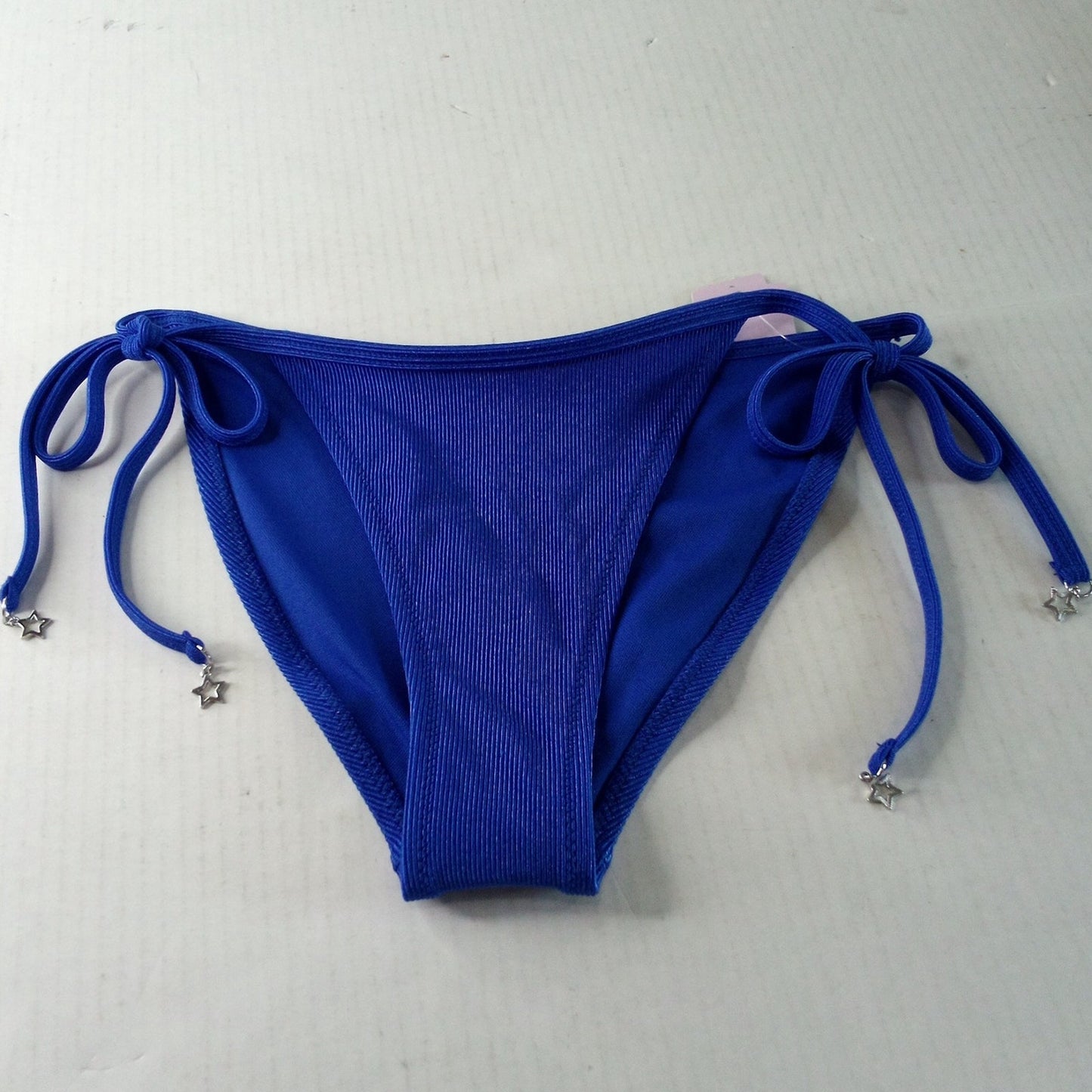 Wild Fable Shiny Ribbed High‑Leg Cheeky Bikini Bottom Blue S (4-6), Side Tie