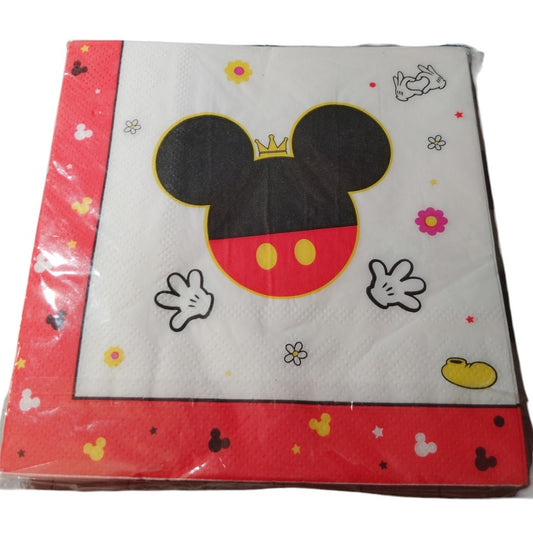 Mickey-Inspired Happy Napkins – 25-Pack, Red & Black Cartoon Party Tableware