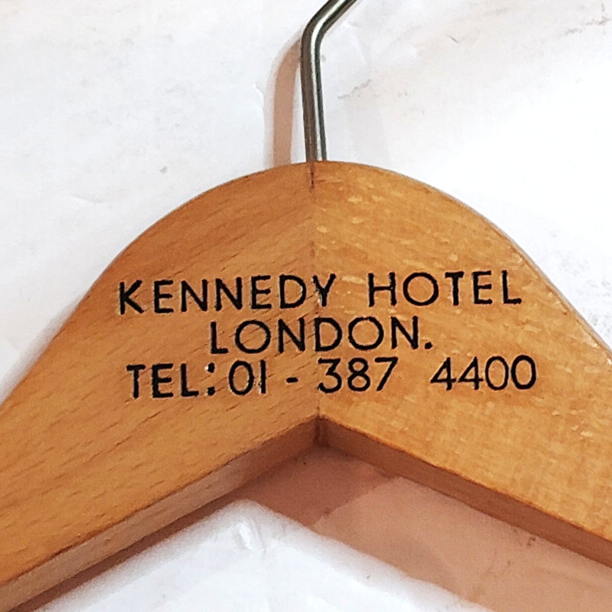 Vintage 1970s Kennedy Hotel London Wooden Coat Hanger Souvenir England