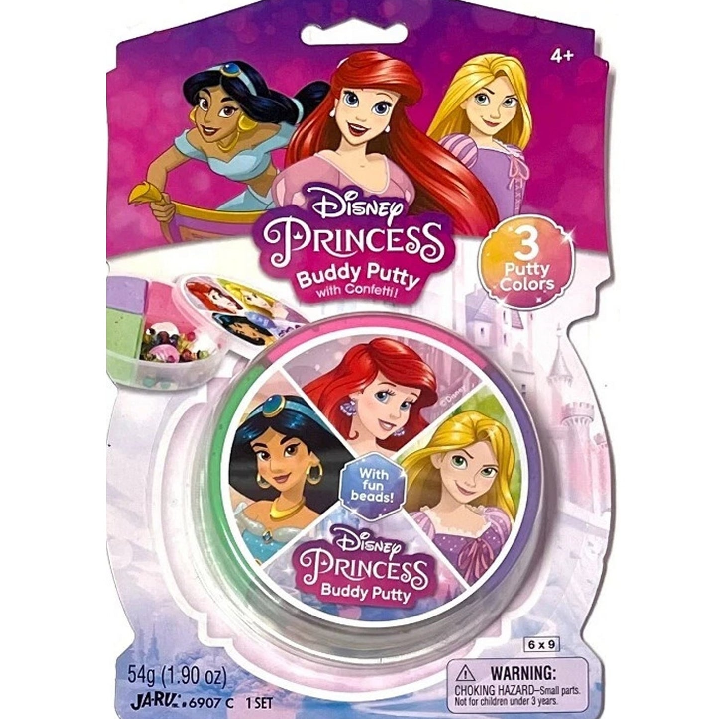 Disney Princess Buddy Putty – 1 Pack w/ Confetti, 3 Colors, Fun Beads, Ages 4+