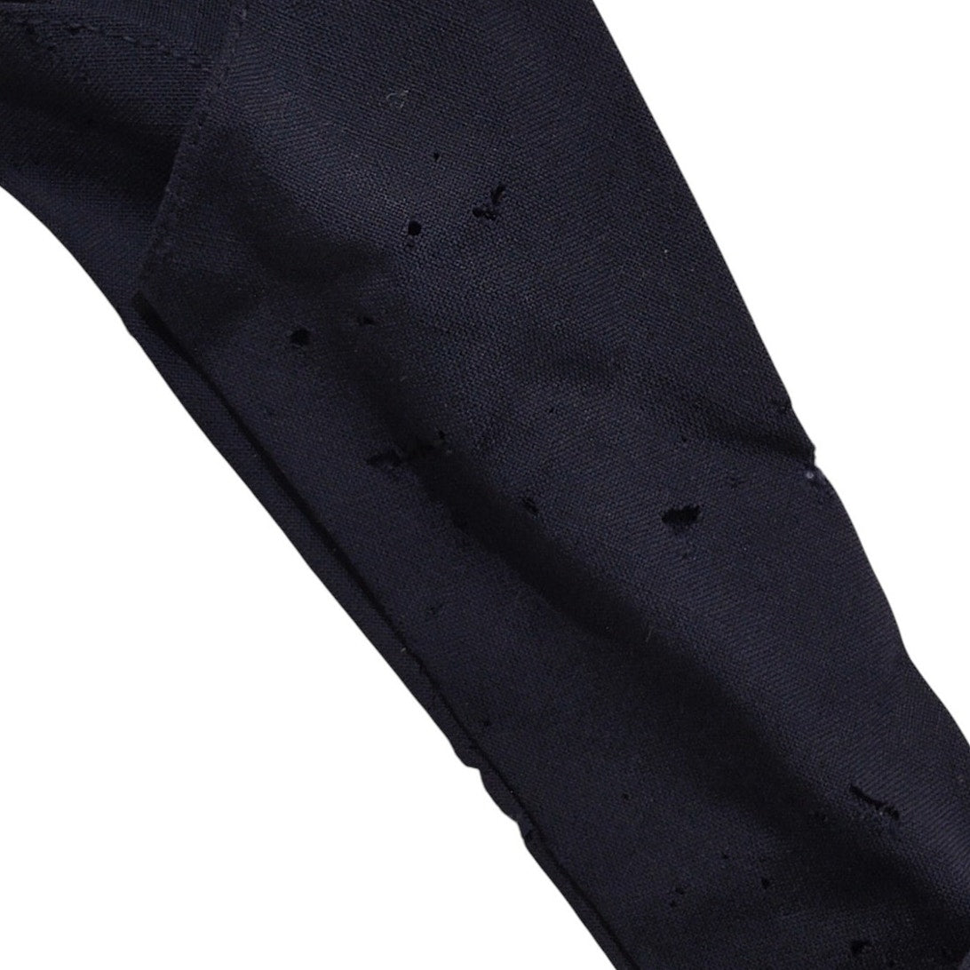 WWII-Era U.S. Navy or Army Enlisted Wool Necktie, Dark Navy Blue, Coarse Weave, Unfinished Ends