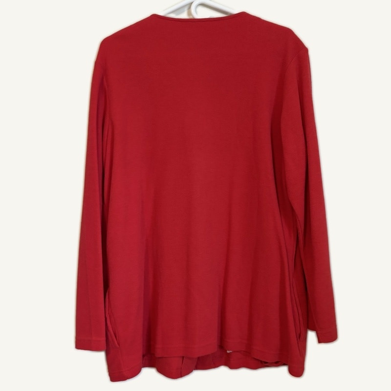 Orvis 100% Silk Blue Top & Blair Red Embroidered Cardigan 2-Piece Set L