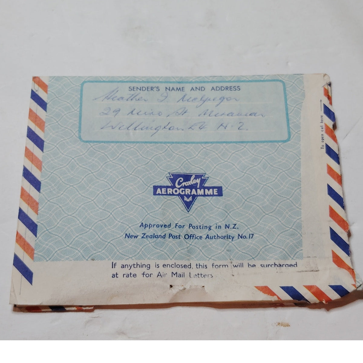 1966 New Zealand Aerogramme Cover Bellbird Health Stamp Airmail to USA