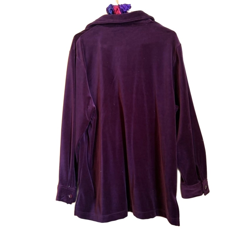 Appleseed's Soft Surroundings Purple Velvet Silk 5PC Skirt Set L Scarf Top