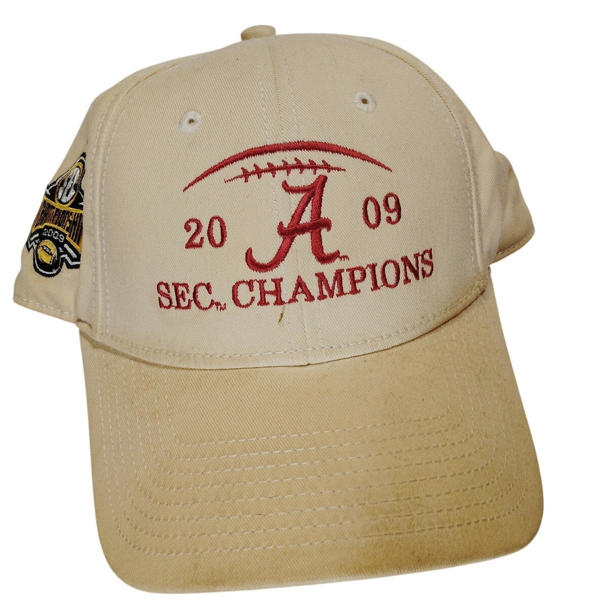 2009 Alabama Crimson Tide National Champions Golf Hat – Adjustable OS, Aged White Panels