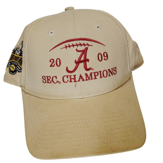 2009 Alabama Crimson Tide National Champions Golf Hat – Adjustable OS, Aged White Panels