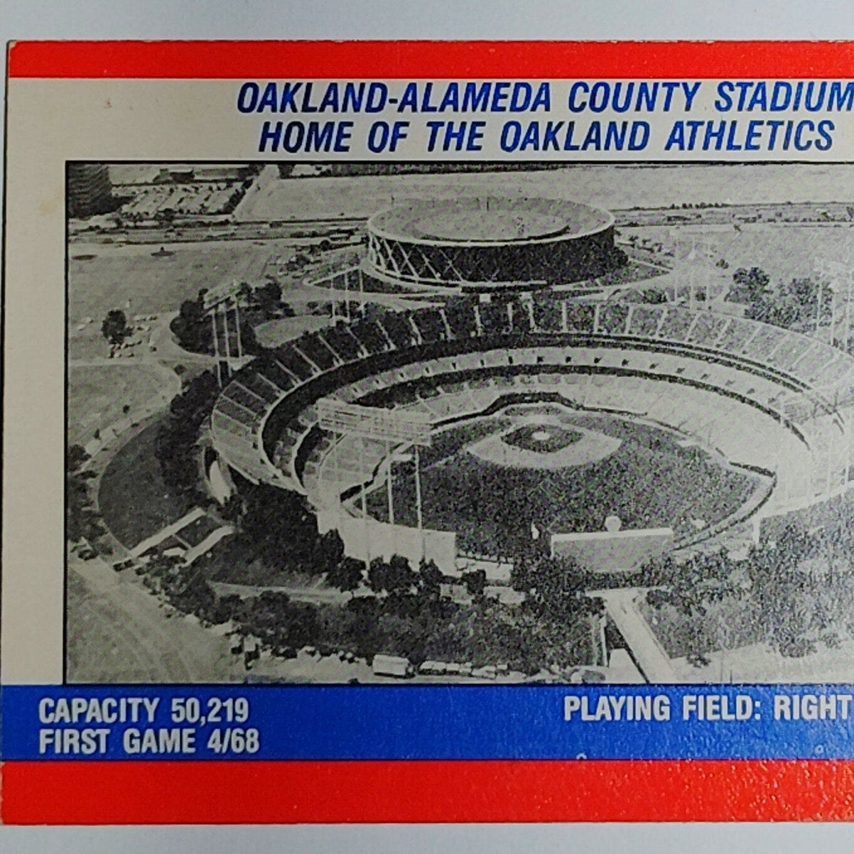 1987 Fleer Team Sticker Astros/Mariners - Reverse: Oakland-Alameda Stadium VG/EX