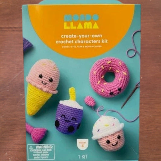 Mondo Llama Crochet Craft Kit 4ct Food Characters Beginner Friendly Complete Set